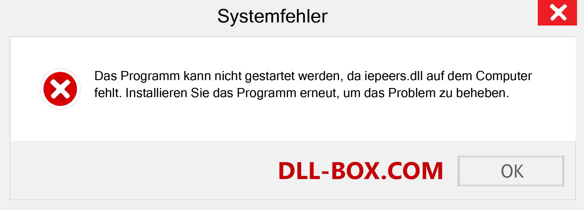 iepeers.dll-Datei fehlt?. Download für Windows 7, 8, 10 - Fix iepeers dll Missing Error unter Windows, Fotos, Bildern